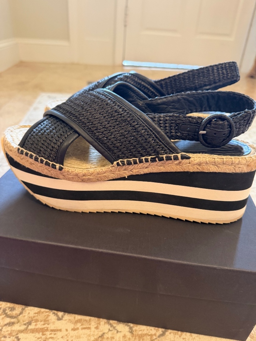 Paloma Barcelo black raffia sandal